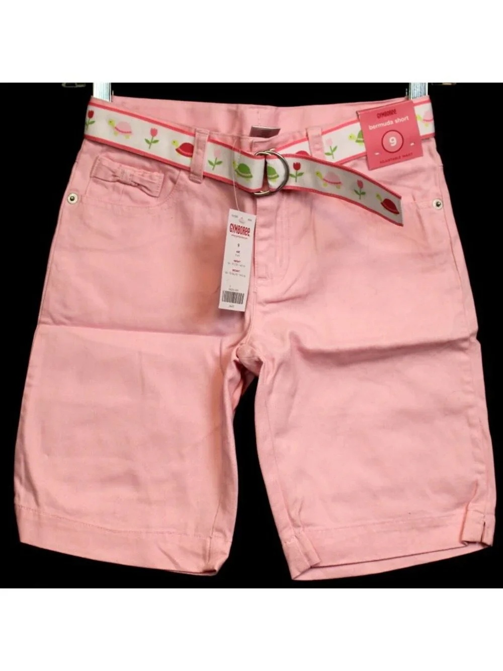 NWT 2010 Gymboree Tulip Garden Bermuda Shorts sz 9 Pink Ribbon Belt Bow Pocket